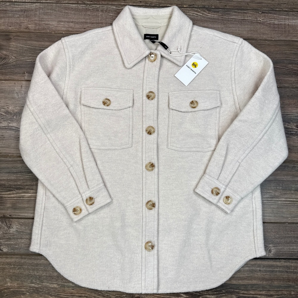 Cozy Earth Women Size XXL Bouclé Shacket Alabaster Merino Wool Jacket NWT - Picture 2 of 11